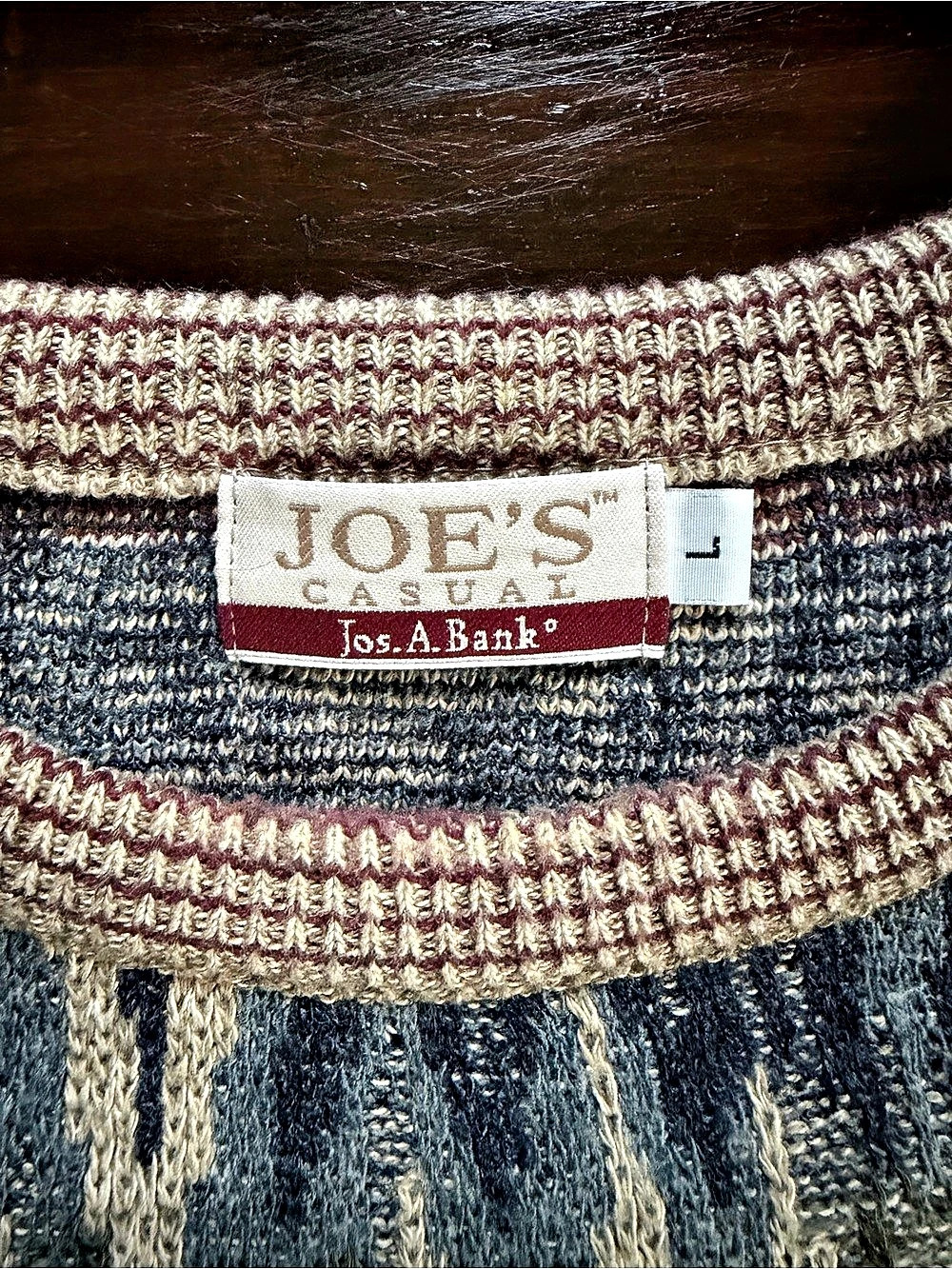 Vintage 90s Jos A Bank Joe's Casual Coogi Style 3D Knit Sweater Men's L - Picture 4 of 4